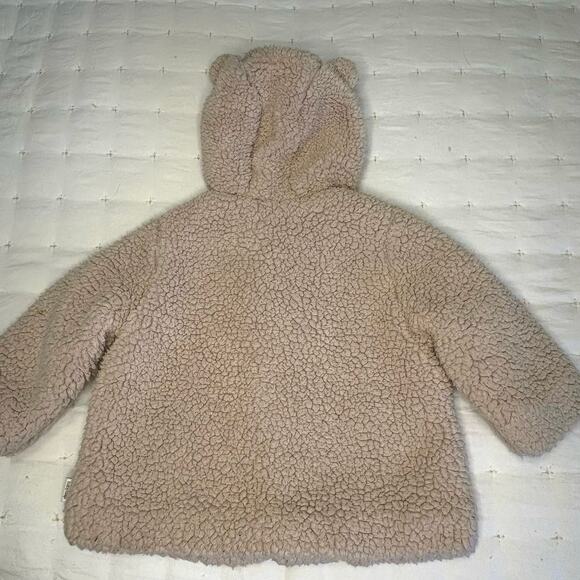 Baby Gap Teddy Bear Coat Girls/Boys 6–12M | Beige Sherpa Hooded Jacket - Picture 5 of 8